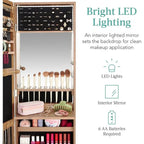 LED Mirror Jewelry Cabinet - 4.5 D x 14.5 W x 42.5 H