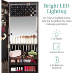 LED Mirror Jewelry Cabinet - 4.5 D x 14.5 W x 42.5 H