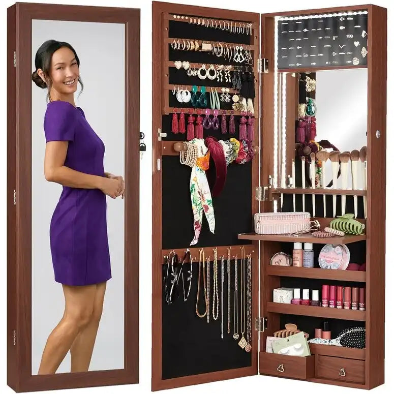LED Mirror Jewelry Cabinet - 4.5 D x 14.5 W x 42.5 H