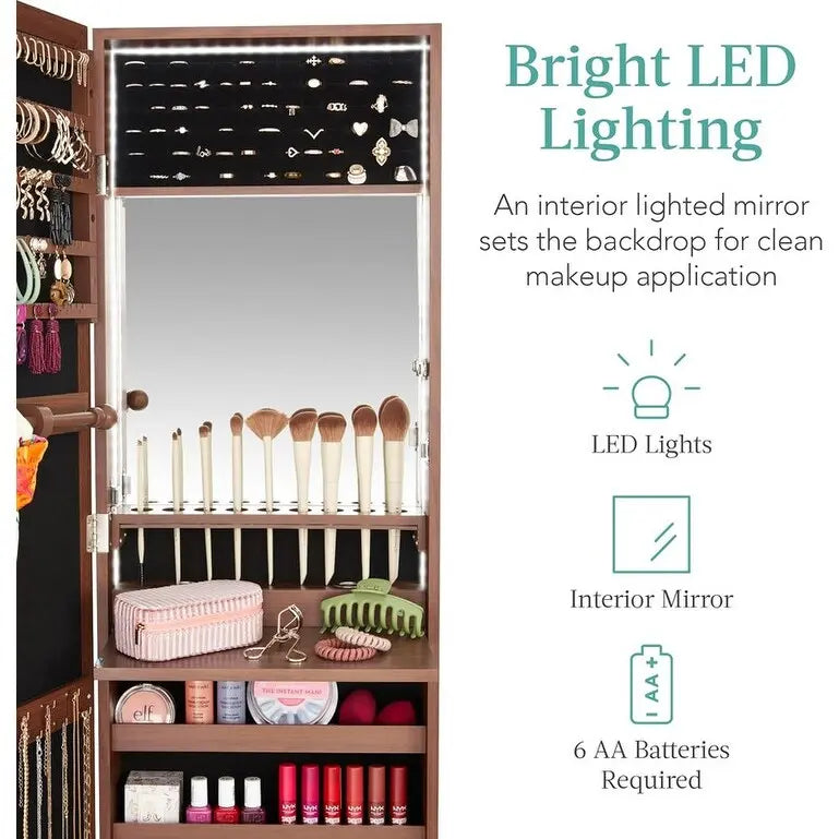 LED Mirror Jewelry Cabinet - 4.5 D x 14.5 W x 42.5 H