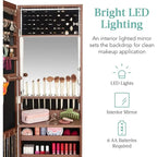 LED Mirror Jewelry Cabinet - 4.5 D x 14.5 W x 42.5 H