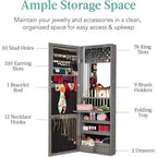 LED Mirror Jewelry Cabinet - 4.5 D x 14.5 W x 42.5 H
