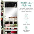 LED Mirror Jewelry Cabinet - 4.5 D x 14.5 W x 42.5 H