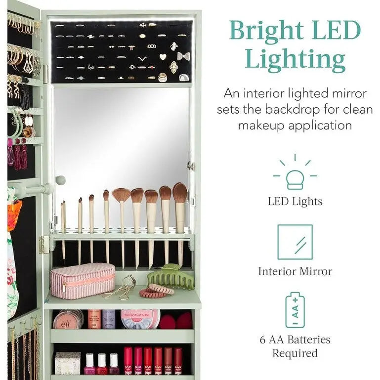 LED Mirror Jewelry Cabinet - 4.5 D x 14.5 W x 42.5 H