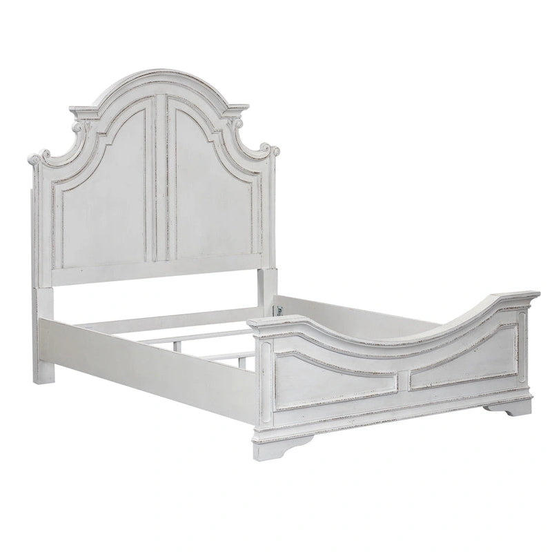 Magnolia Manor Antique White Weathered Bark California King Panel Bed