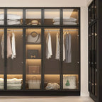 Glass Door Wardrobe Armoire Storage Closet with Light Display Cabinet