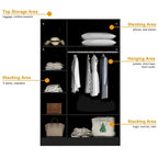Glass Door Wardrobe Armoire Storage Closet with Light Display Cabinet