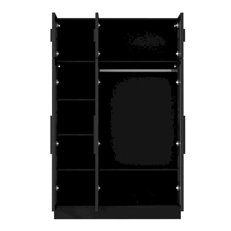 Glass Door Wardrobe Armoire Storage Closet with Light Display Cabinet