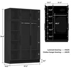 Glass Door Wardrobe Armoire Storage Closet with Light Display Cabinet