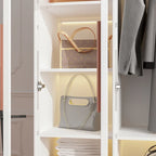 Glass Door Wardrobe Armoire Storage Closet with Light Display Cabinet