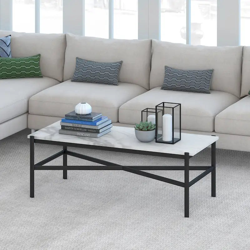 Silver Orchid Nestor Blackened Bronze Marble Coffee Table