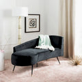 SAFAVIEH Helgrit Black/Gold Velvet Retro Glam Settee - 57.5  W x 27  D x 28  H - 58Wx27Dx28H