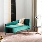 SAFAVIEH Helgrit Black/Gold Velvet Retro Glam Settee - 57.5  W x 27  D x 28  H - 58Wx27Dx28H