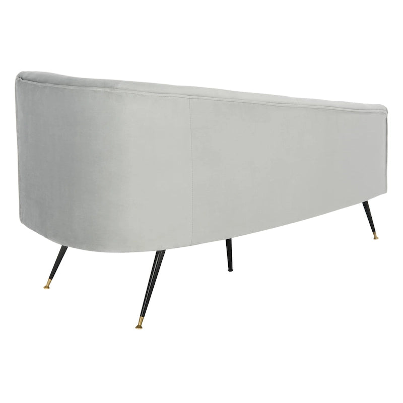 SAFAVIEH Helgrit Black/Gold Velvet Retro Glam Settee - 57.5  W x 27  D x 28  H - 58Wx27Dx28H