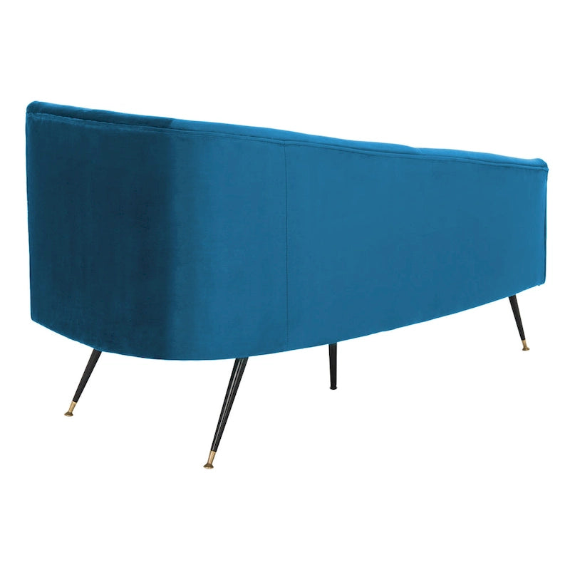 SAFAVIEH Helgrit Black/Gold Velvet Retro Glam Settee - 57.5  W x 27  D x 28  H - 58Wx27Dx28H