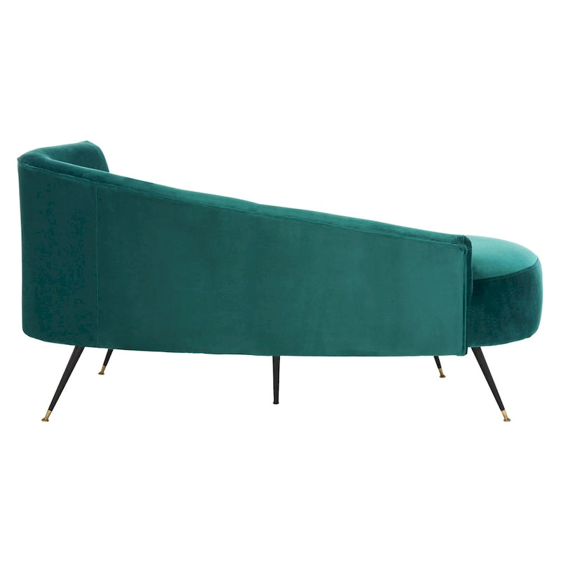 SAFAVIEH Helgrit Black/Gold Velvet Retro Glam Settee - 57.5  W x 27  D x 28  H - 58Wx27Dx28H