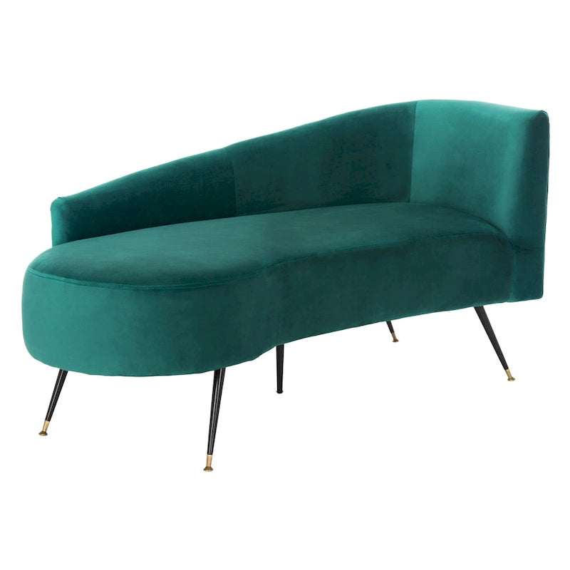 SAFAVIEH Helgrit Black/Gold Velvet Retro Glam Settee - 57.5  W x 27  D x 28  H - 58Wx27Dx28H