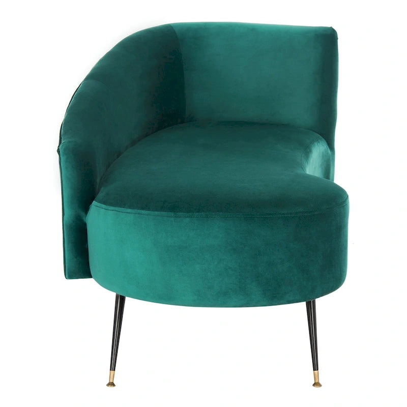 SAFAVIEH Helgrit Black/Gold Velvet Retro Glam Settee - 57.5  W x 27  D x 28  H - 58Wx27Dx28H