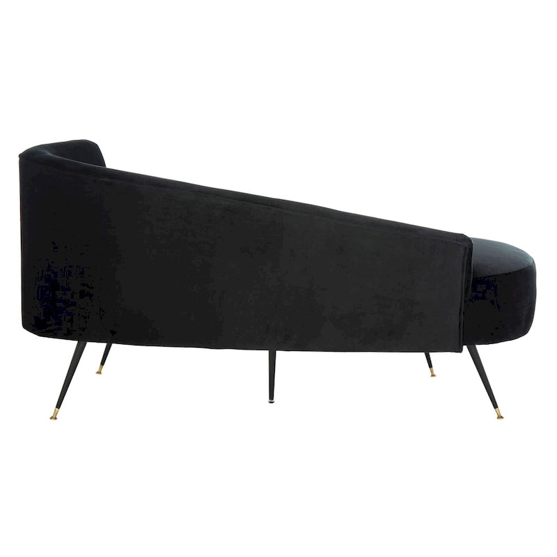 SAFAVIEH Helgrit Black/Gold Velvet Retro Glam Settee - 57.5  W x 27  D x 28  H - 58Wx27Dx28H