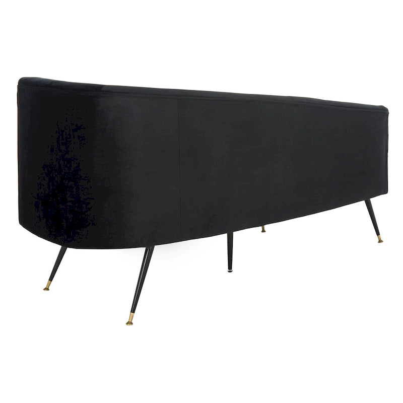 SAFAVIEH Helgrit Black/Gold Velvet Retro Glam Settee - 57.5  W x 27  D x 28  H - 58Wx27Dx28H