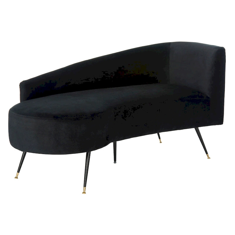 SAFAVIEH Helgrit Black/Gold Velvet Retro Glam Settee - 57.5  W x 27  D x 28  H - 58Wx27Dx28H