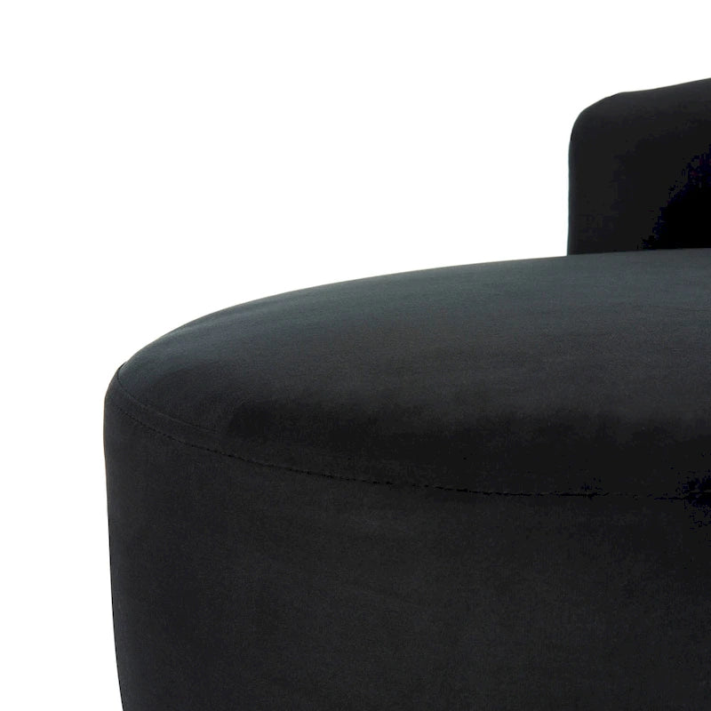 SAFAVIEH Helgrit Black/Gold Velvet Retro Glam Settee - 57.5  W x 27  D x 28  H - 58Wx27Dx28H