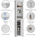 UTEX 64  Freestanding Storage Cabinet, Bathroom Tall Cabinet with Doors and Shelves, Free Standing Linen Tower