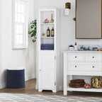 UTEX 64  Freestanding Storage Cabinet, Bathroom Tall Cabinet with Doors and Shelves, Free Standing Linen Tower