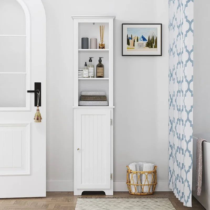 UTEX 64  Freestanding Storage Cabinet, Bathroom Tall Cabinet with Doors and Shelves, Free Standing Linen Tower