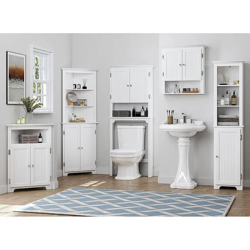 UTEX 64  Freestanding Storage Cabinet, Bathroom Tall Cabinet with Doors and Shelves, Free Standing Linen Tower