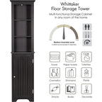 UTEX 64  Freestanding Storage Cabinet, Bathroom Tall Cabinet with Doors and Shelves, Free Standing Linen Tower