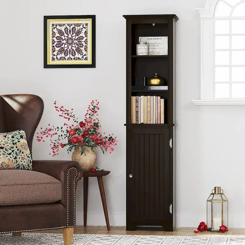 UTEX 64  Freestanding Storage Cabinet, Bathroom Tall Cabinet with Doors and Shelves, Free Standing Linen Tower