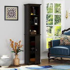UTEX 64  Freestanding Storage Cabinet, Bathroom Tall Cabinet with Doors and Shelves, Free Standing Linen Tower