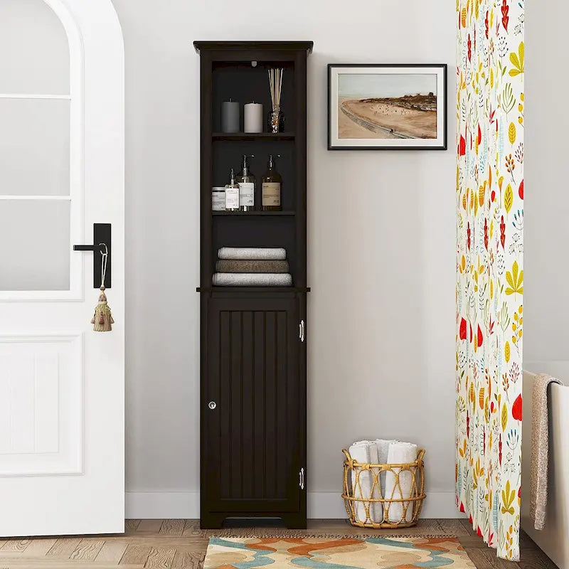UTEX 64  Freestanding Storage Cabinet, Bathroom Tall Cabinet with Doors and Shelves, Free Standing Linen Tower