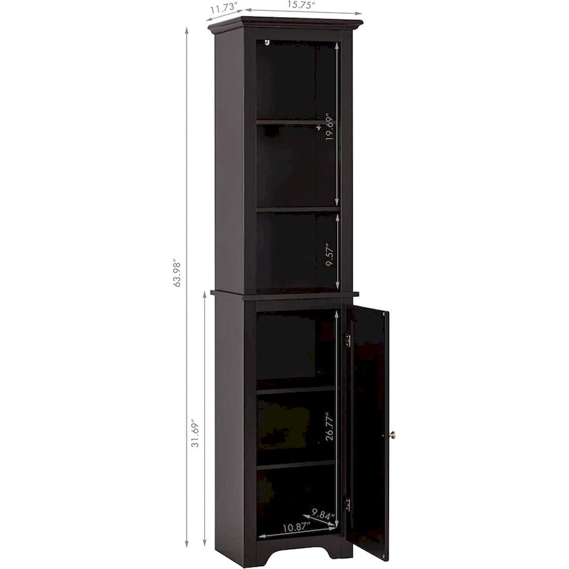 UTEX 64  Freestanding Storage Cabinet, Bathroom Tall Cabinet with Doors and Shelves, Free Standing Linen Tower