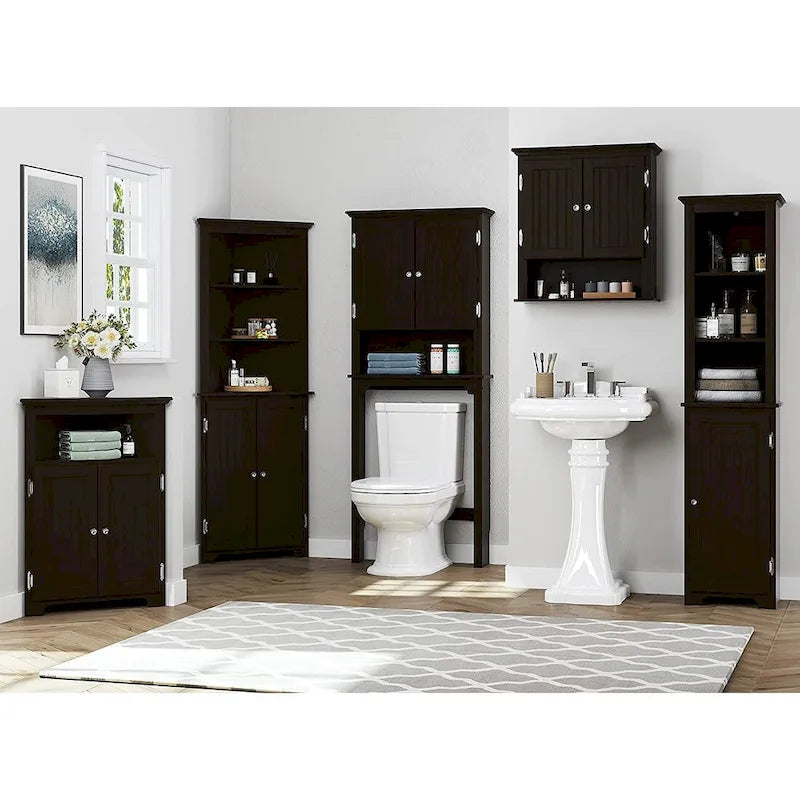 UTEX 64  Freestanding Storage Cabinet, Bathroom Tall Cabinet with Doors and Shelves, Free Standing Linen Tower