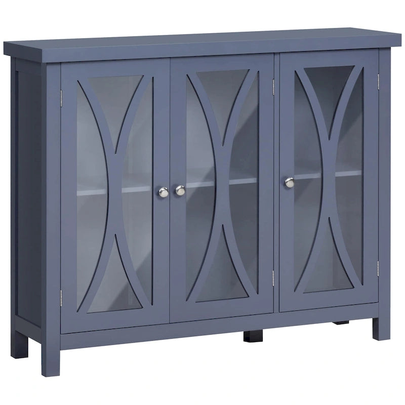 HOMCOM Modern Kitchen Sideboard, Buffet Cabinet with 2 Storage Cupboard, Glass Doors