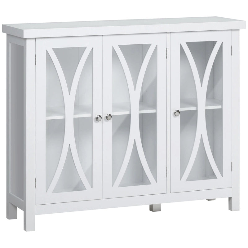 HOMCOM Modern Kitchen Sideboard, Buffet Cabinet with 2 Storage Cupboard, Glass Doors