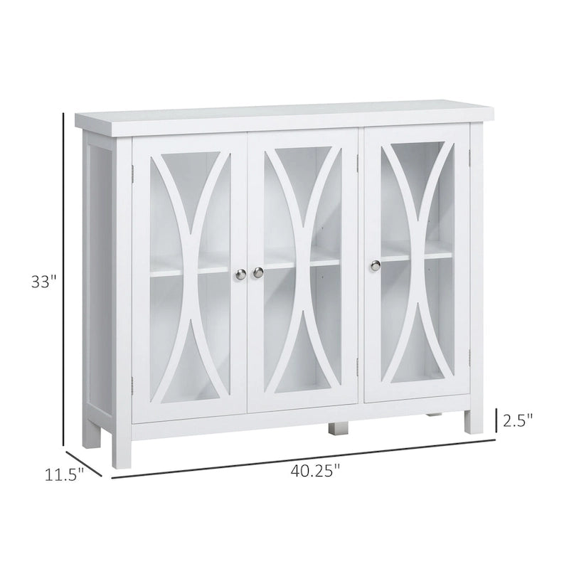 HOMCOM Modern Kitchen Sideboard, Buffet Cabinet with 2 Storage Cupboard, Glass Doors