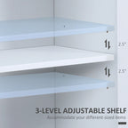 HOMCOM Modern Kitchen Sideboard, Buffet Cabinet with 2 Storage Cupboard, Glass Doors