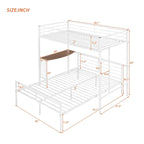 Twin Over Full Metal Bunk Bed with Desk, Ladder and Quality Slats for Bedroom, Metallic White_OLD SKU :LP000092AAK_