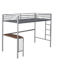 Twin Over Full Metal Bunk Bed with Desk, Ladder and Quality Slats for Bedroom, Metallic White_OLD SKU :LP000092AAK_