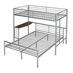 Twin Over Full Metal Bunk Bed with Desk, Ladder and Quality Slats for Bedroom, Metallic White_OLD SKU :LP000092AAK_