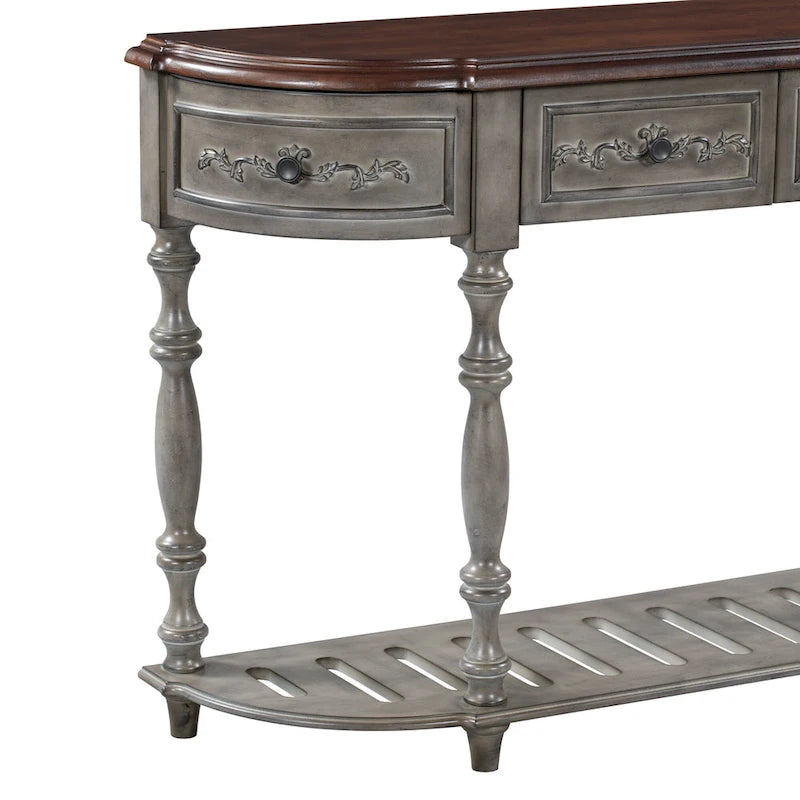 52 Modern and Contemporary Curved Console Table Sofa Table Entryway Table for Hallway Living Room with 4 Drawers and 1 Shelf