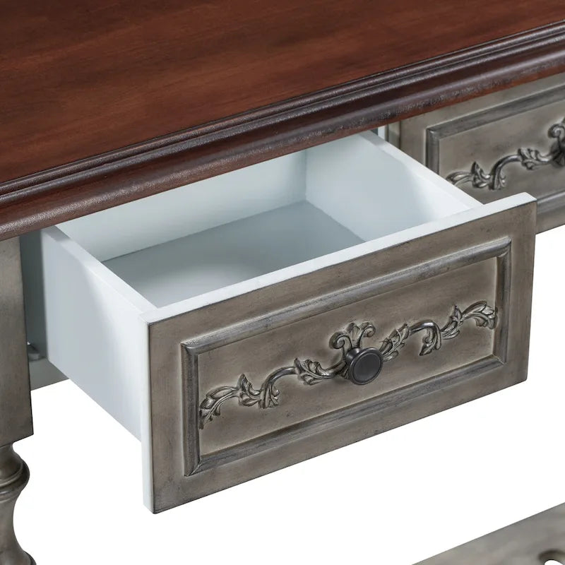 52 Modern and Contemporary Curved Console Table Sofa Table Entryway Table for Hallway Living Room with 4 Drawers and 1 Shelf