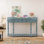 52 Modern and Contemporary Curved Console Table Sofa Table Entryway Table for Hallway Living Room with 4 Drawers and 1 Shelf