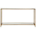 Copper Grove Metal and Tempered Glass Narrow Console Table
