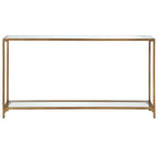 Copper Grove Metal and Tempered Glass Narrow Console Table