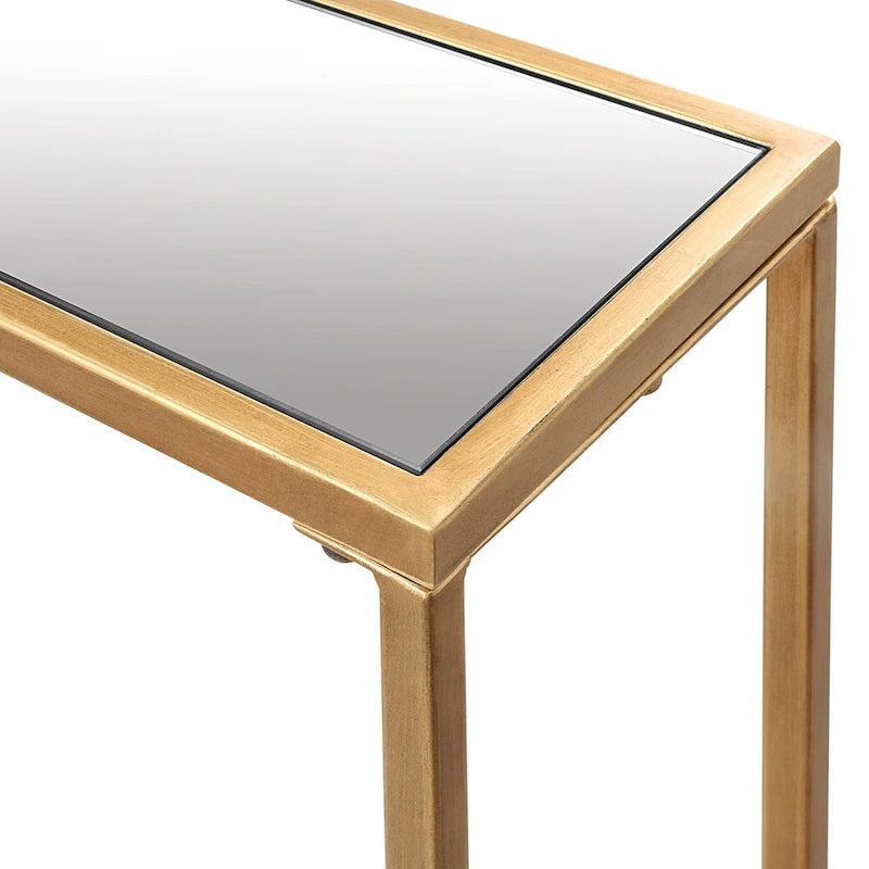 Copper Grove Metal and Tempered Glass Narrow Console Table