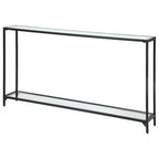 Copper Grove Metal and Tempered Glass Narrow Console Table